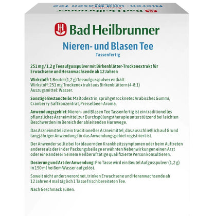 Bad Heilbrunner Arzneitee, Nieren- & Blasen Tee 1,2g*10 Stück