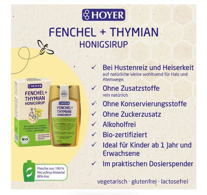 Hoyer Fennel + Thyme Honey Syrup 250ml