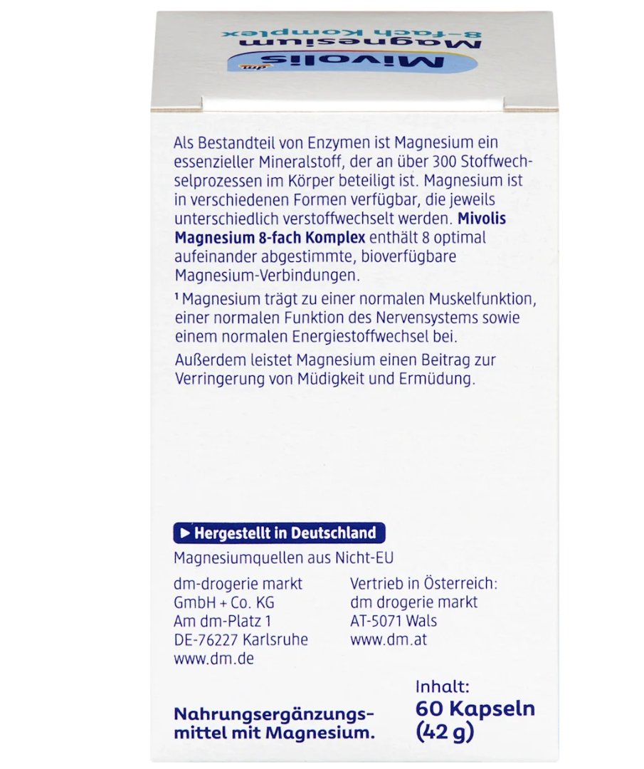 Mivolis Magnesium 8-fach Komplex Kapseln 60 St, 42 g