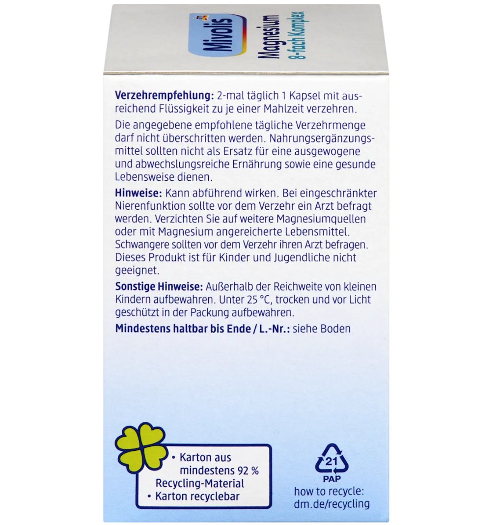 Mivolis Magnesium 8-fach Komplex Kapseln 60 St, 42 g
