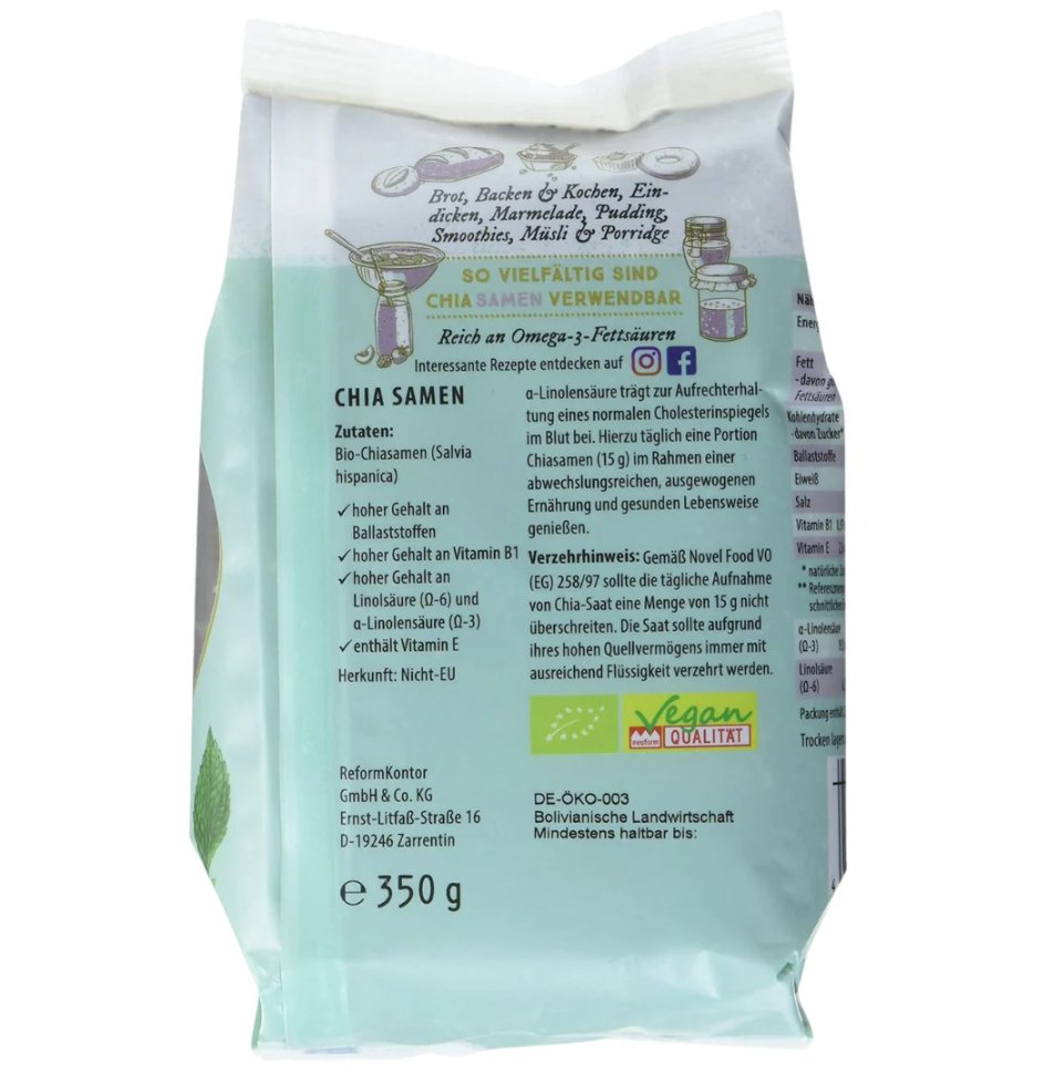 Reformhaus Chiasamen schwarz 350g