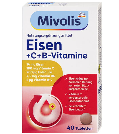 Mivolis Eisen + C + B-Vitamine Tabletten 40 St, 24 g