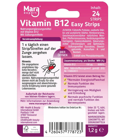 Mara Easy Strips Vitamin B12 Tongue Strips, 24 strips