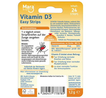 Mara Easy Strips Vitamin D3 Tongue Strips, 24 strips
