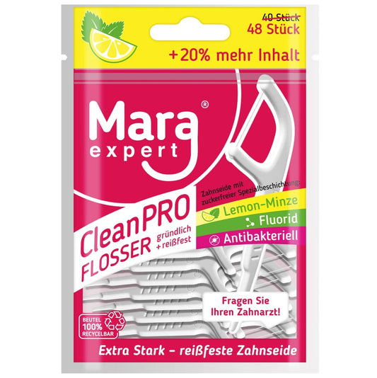 Mara Clean PRO 檸檬薄荷含氟抗菌牙線棒，48 支裝