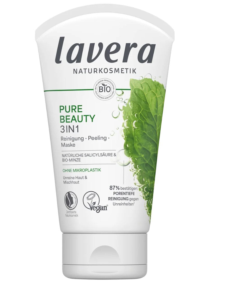 lavera NATURKOSMETIK 3-in-1 Pure Beauty Facial Cleanser, 125 ml