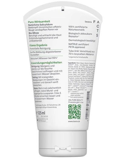 lavera NATURKOSMETIK 3-in-1 Pure Beauty Facial Cleanser, 125 ml