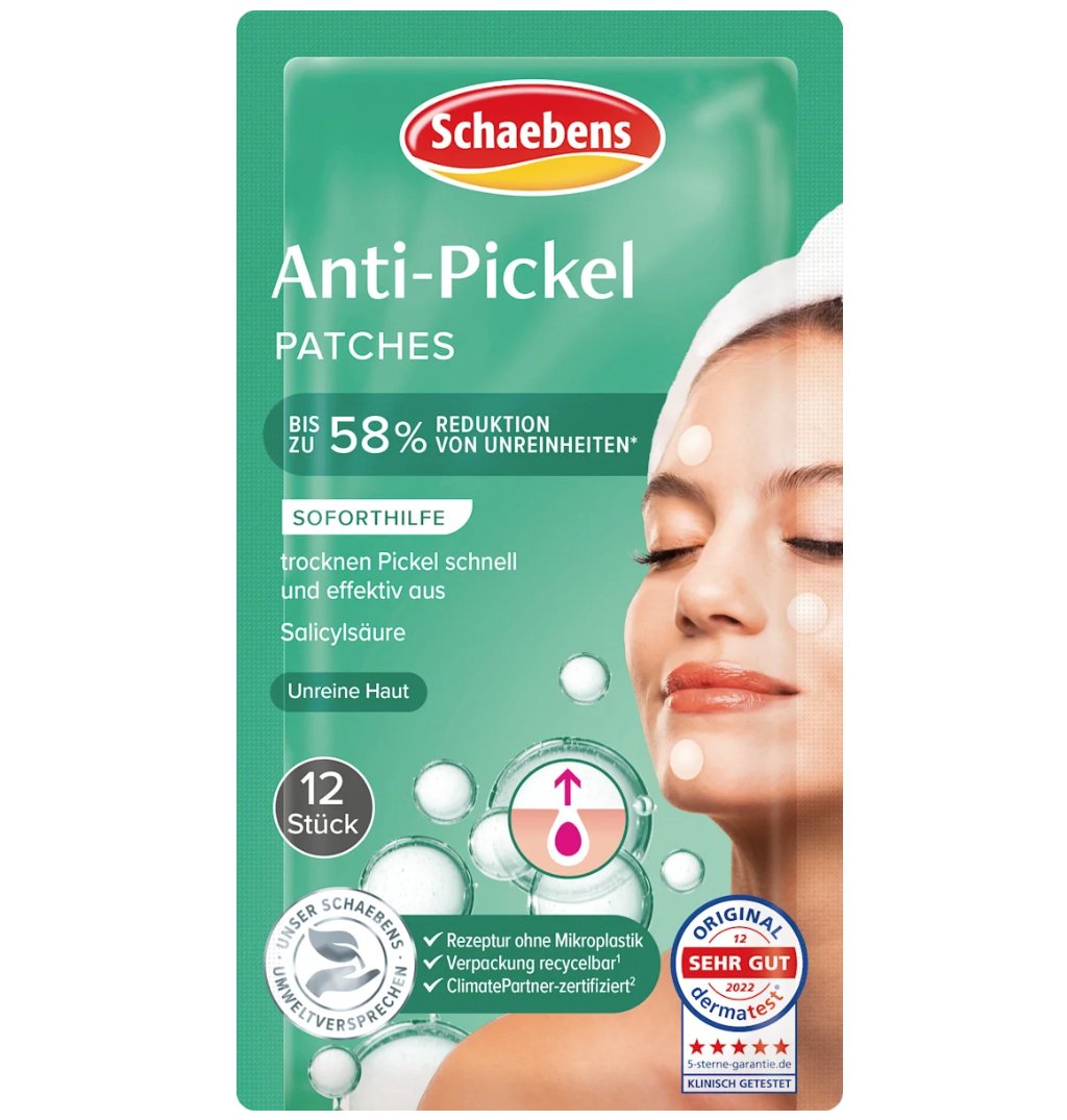 Schaebens Anti-Pimple Patches for Blemished Skin, 12 pcs