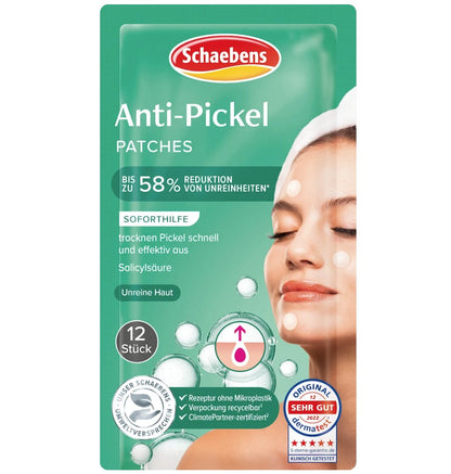 Schaebens Anti-Pimple Patches for Blemished Skin, 12 pcs