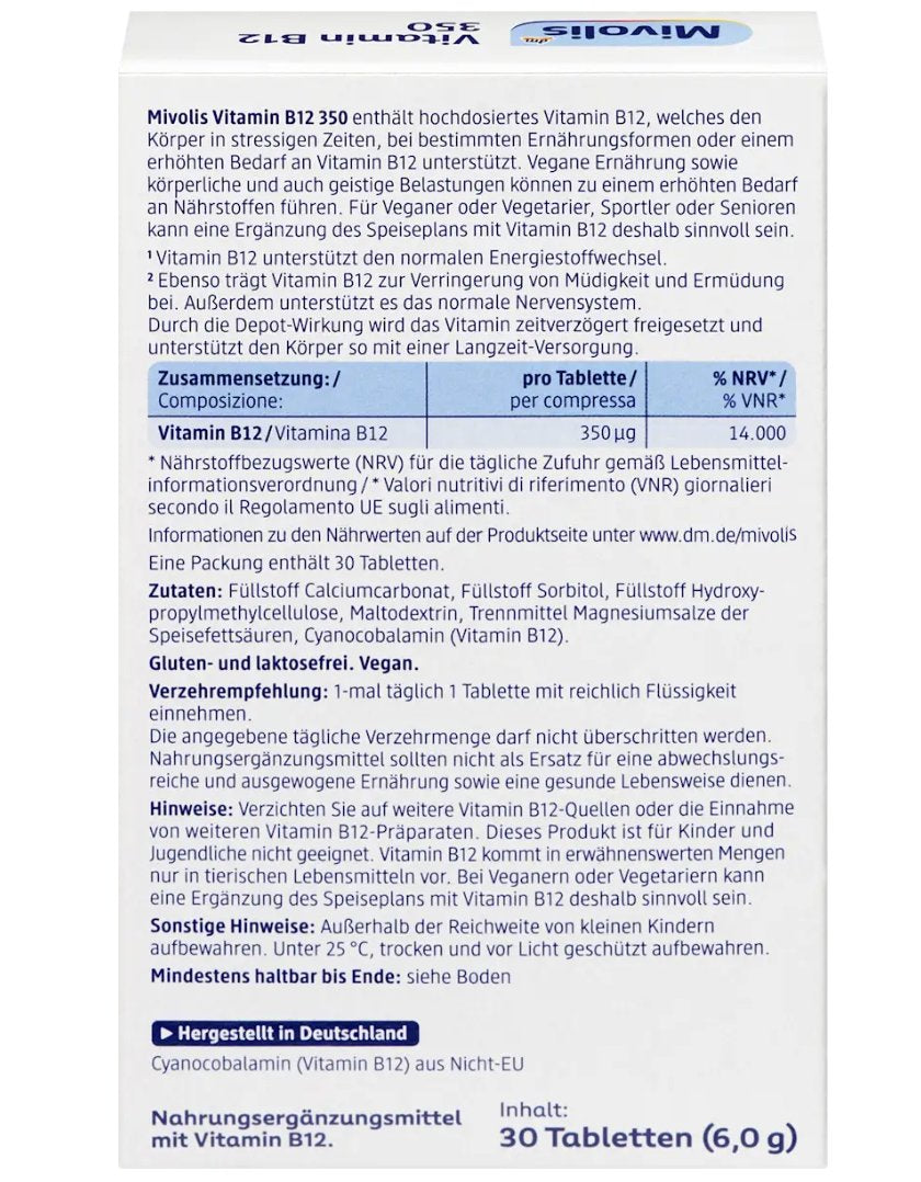 Mivolis Vitamin B12 350 Mini-Tabletten 30 St, 6 g