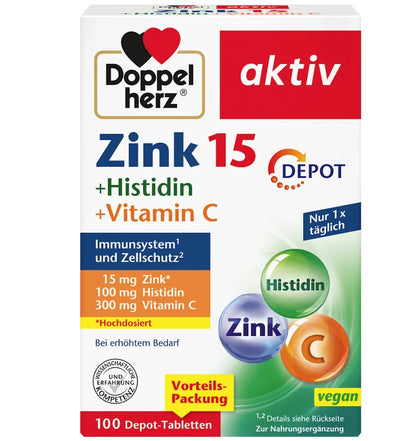 Doppelherz 鋅+組胺酸+維他命C緩釋錠 100粒，108克