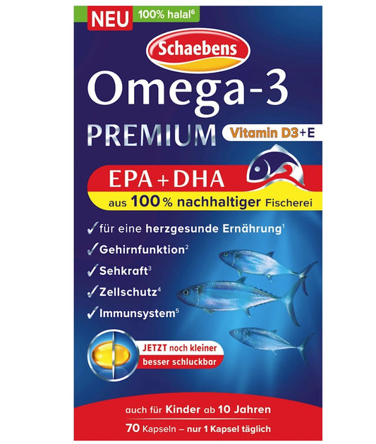 Schaebens Omega 3 Premium Salmon Oil Capsules, 70 pcs