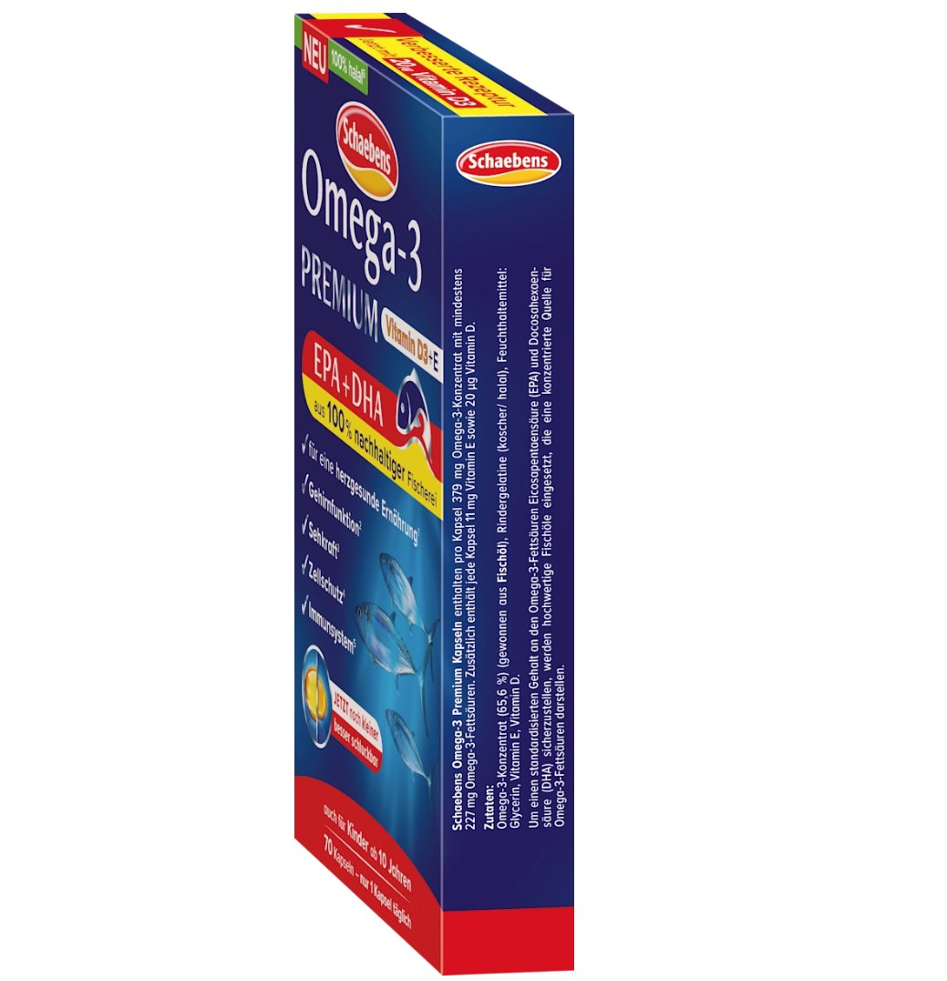 Schaebens Omega 3 Premium Salmon Oil Capsules, 70 pcs