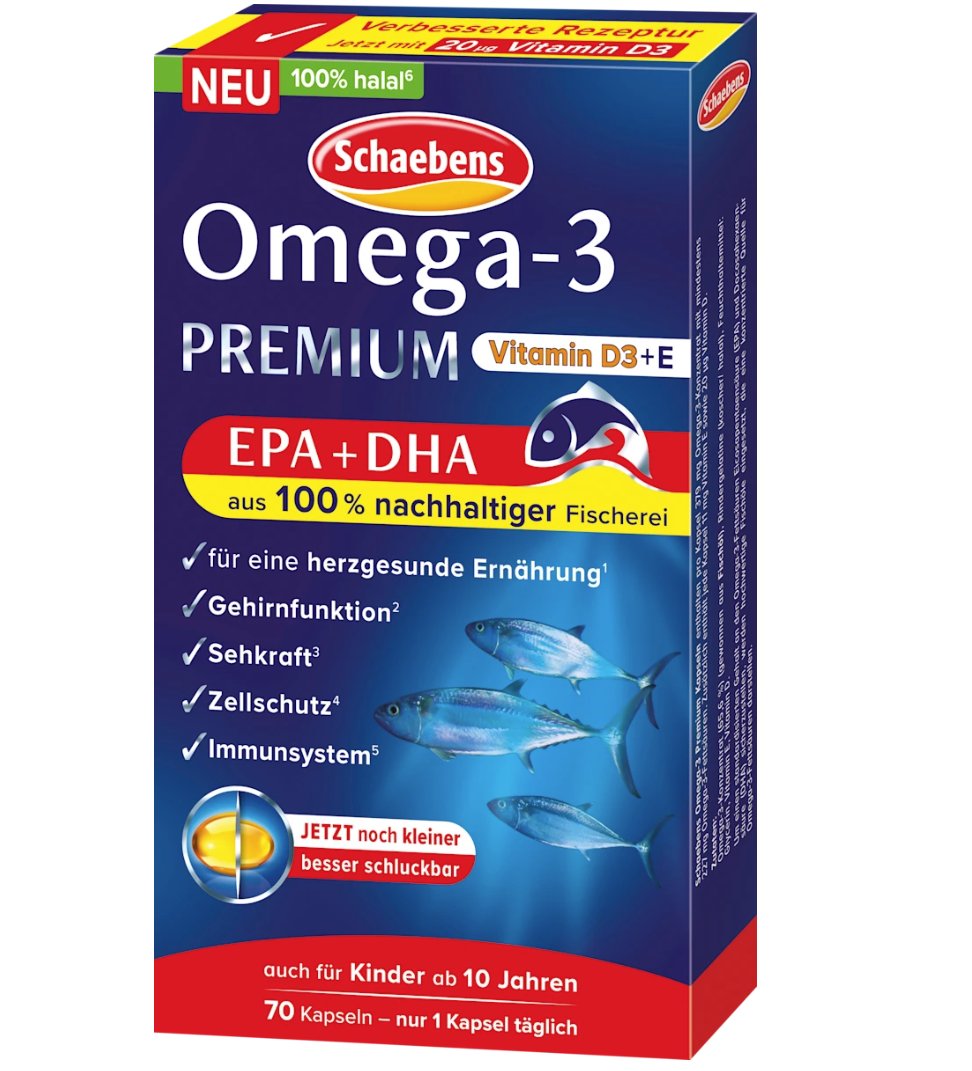 Schaebens Omega 3 Premium Salmon Oil Capsules, 70 pcs