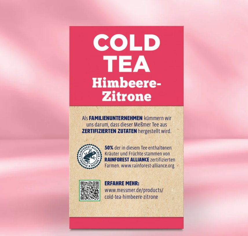 Messmer Cold Tea Himbeere-Zitrone 14 Teebeutel à 2,75 g (38,5 g)