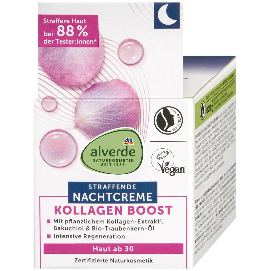 alverde NATURKOSMETIK Nachtcreme Kollagen Boost Gesichtscreme Kollagen Boost 50 ml