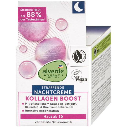 alverde NATURKOSMETIK Nachtcreme Kollagen Boost Gesichtscreme Kollagen Boost 50 ml