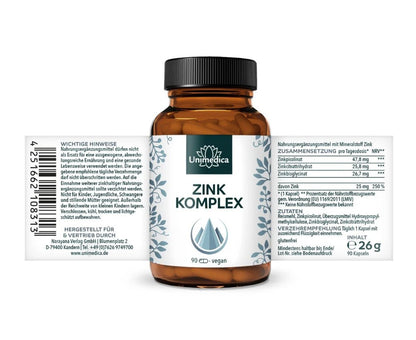 Unimedica 鋅＋L‑組胺酸 藥用級配方｜400 顆｜每日含 25 mg 鋅