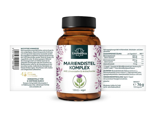 Unimedica Mariendistel - Komplex mit Artischocke und Löwenzahn, 120 Kapseln