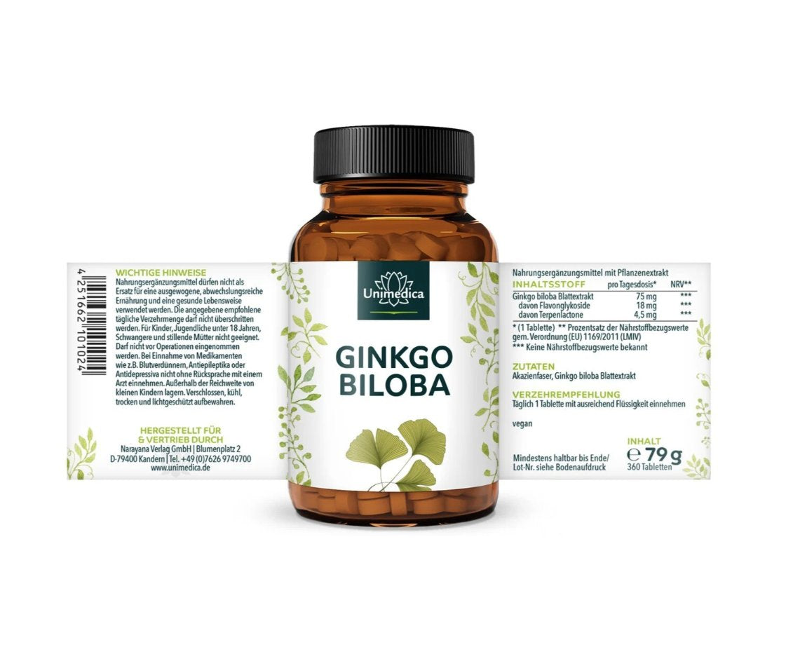 Ginkgo Biloba - 75 mg pro Tagesdosis, 360 Tabletten