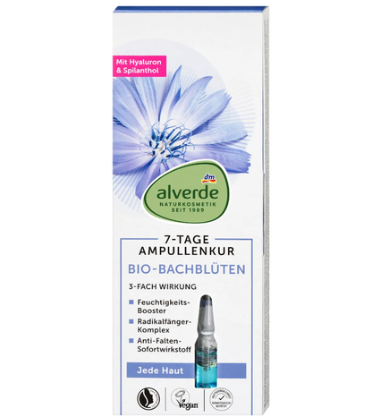 alverde NATURKOSMETIK Ampullen-Kur 7-Tage mit Bio-Bachblüten 7ml – Zertifizierte Naturkosmetik für Haut in Balance