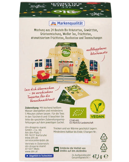 dmBio Adventskalender 2026 Feine Teesorten, 24 Teebeutel