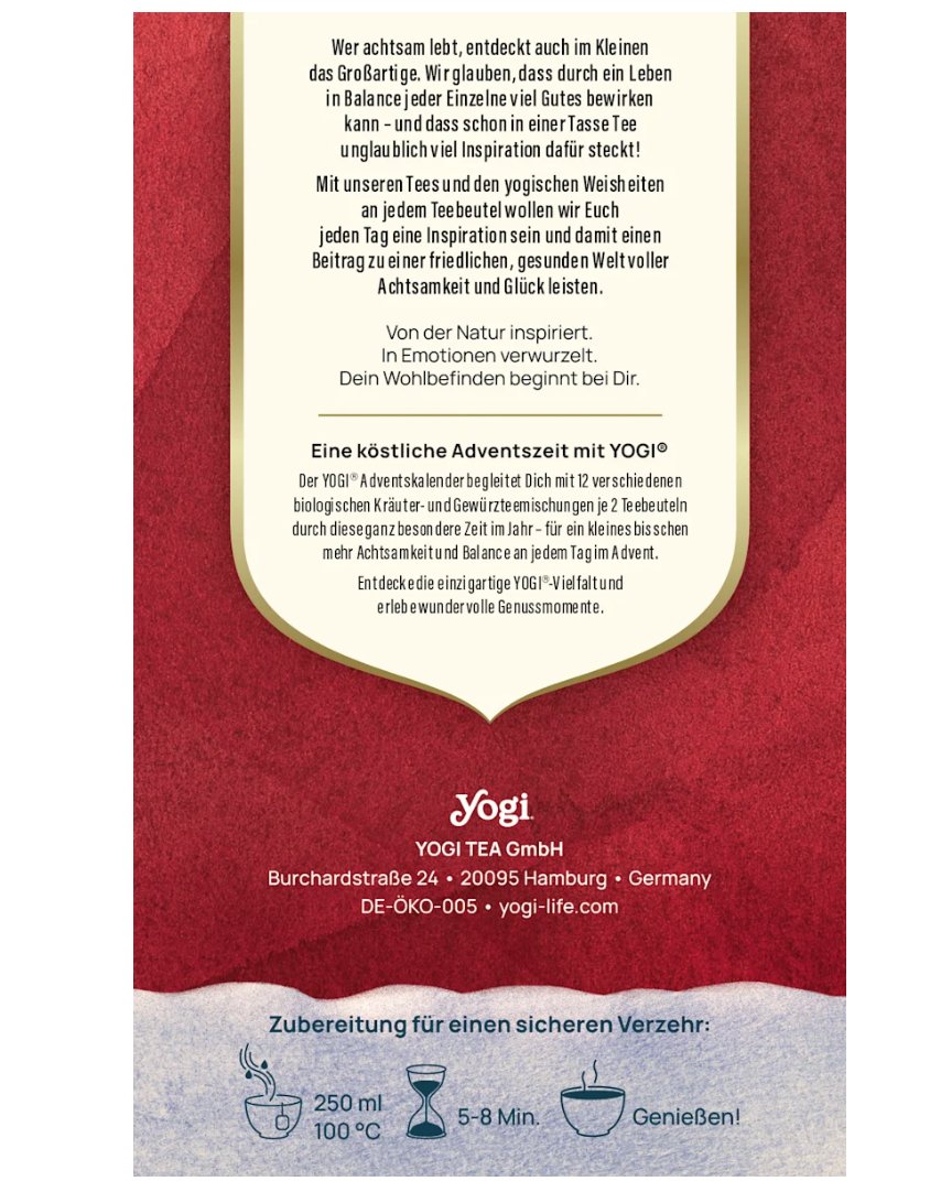 YOGI TEA Adventskalender 2026 – 24 ayurvedische Tees