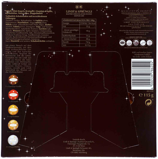 Lindt Weihnachtsmarkt Mini-Tisch-Adventskalender, 115 g