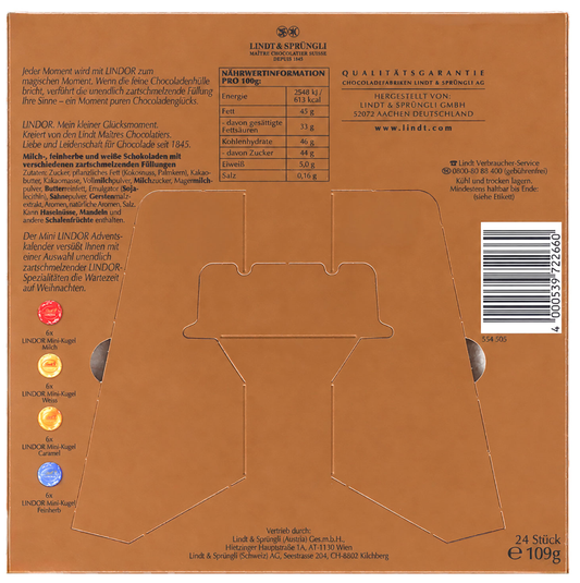 Lindt LINDOR Mini-Tisch-Adventskalender, 109 g