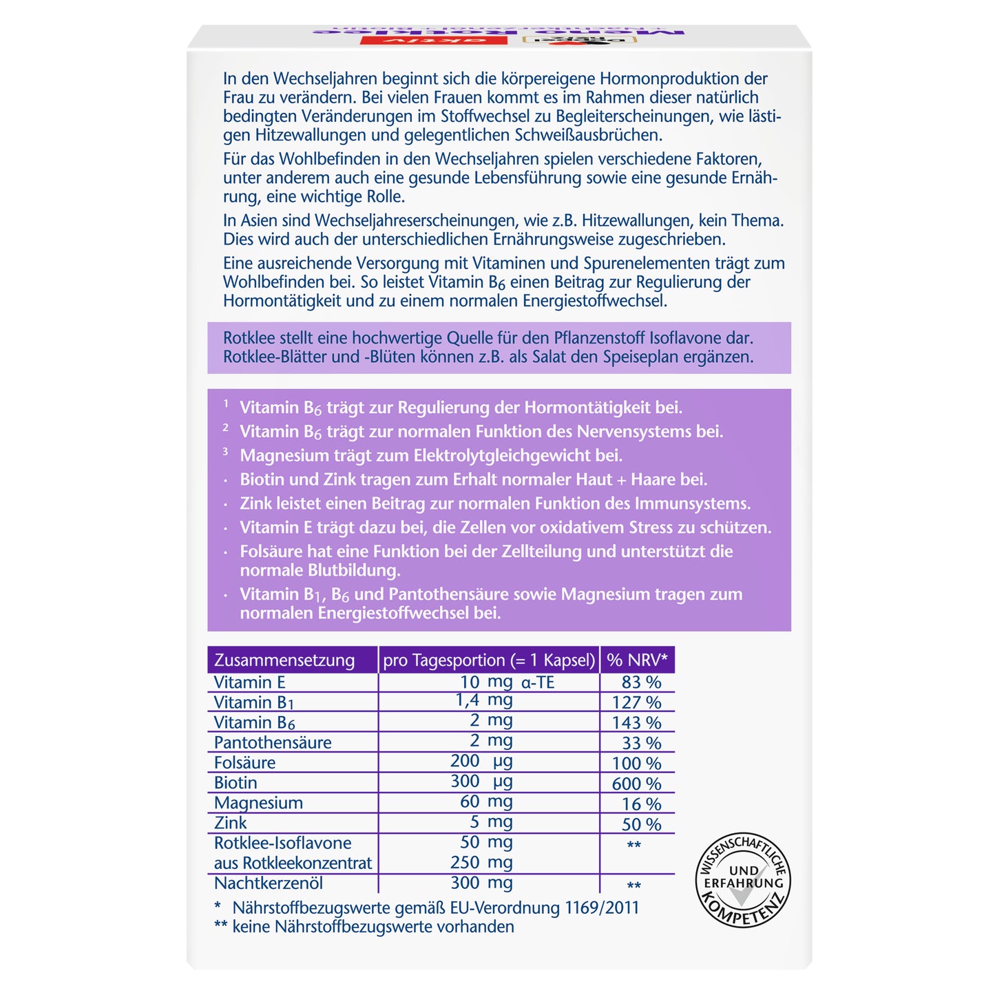 Doppelherz aktiv Meno Rotklee + Nachtkerzenöl + Biotin, 30 Kapseln