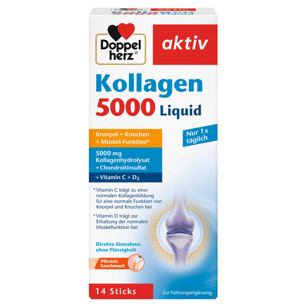 Doppelherz 雙心 aktiv 膠原蛋白 5000mg 液態隨身包 含軟骨素、維生素C、D、錳 14 包｜免配水