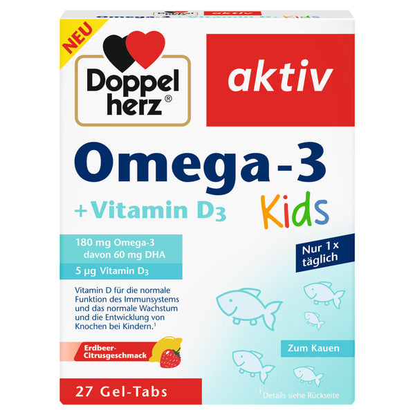 雙心 兒童魚油 Omega-3 + 維生素D3   27片裝