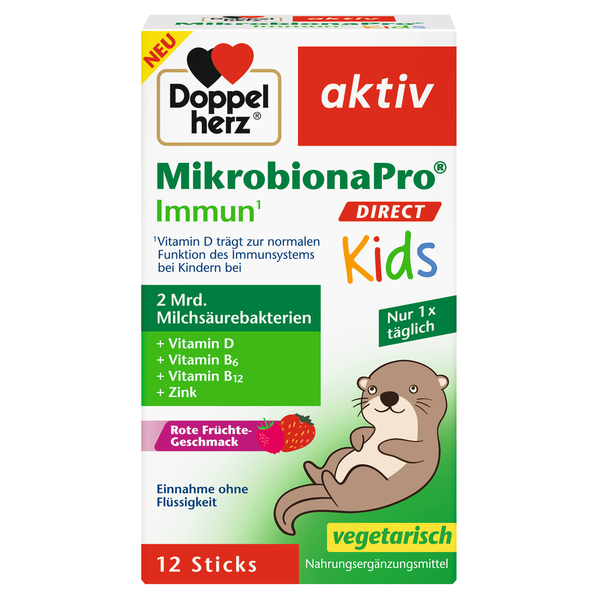 Doppelherz 兒童免疫益生菌微粒棒 12包/盒｜三重菌株 × 維生素D × 鋅｜提升抵抗力的每日小包