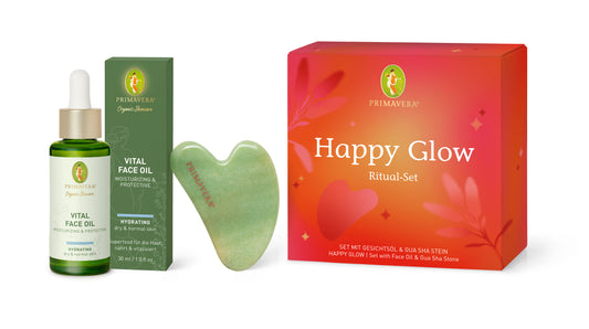 PRIMAVERA Happy Glow Ritual-Set mit Vital Face Oil 50 ml & Gua Sha