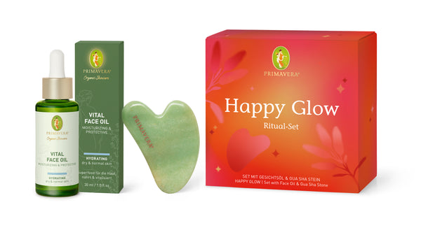 PRIMAVERA Happy Glow Ritual-Set mit Vital Face Oil 50 ml & Gua Sha