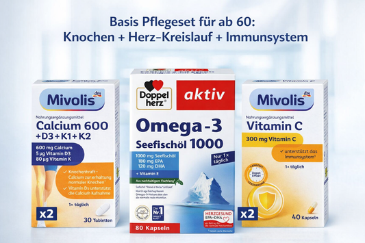 健康三入五組：鈣 + Omega-3 + 維他命C (3效組合套裝)