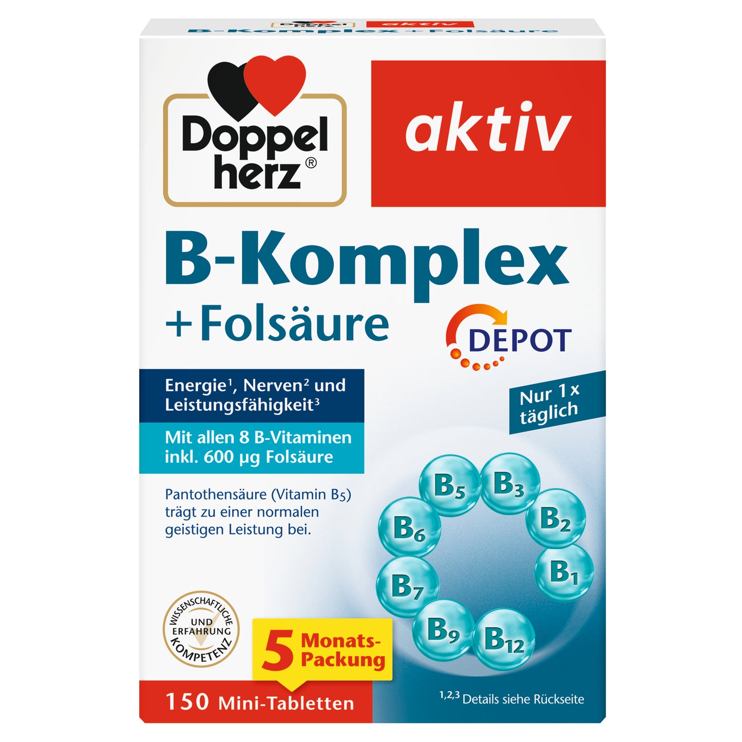 Doppelherz B-Komplex + Folsäure Depot Mini-Tabletten, 150 St, 45,8 g