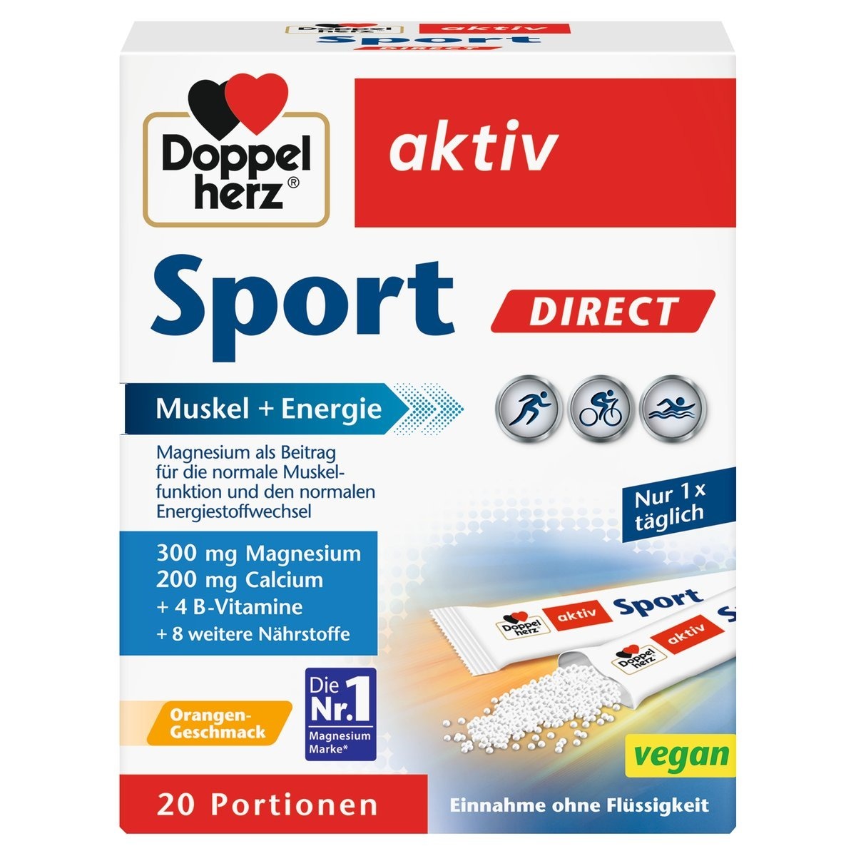Doppelherz 運動能量直飲顆粒｜Sport DIRECT 微粒包（鎂300mg＋B群＋鐵＋鋅）20 包