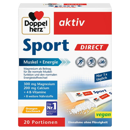 Doppelherz 運動能量直飲顆粒｜Sport DIRECT 微粒包（鎂300mg＋B群＋鐵＋鋅）20 包