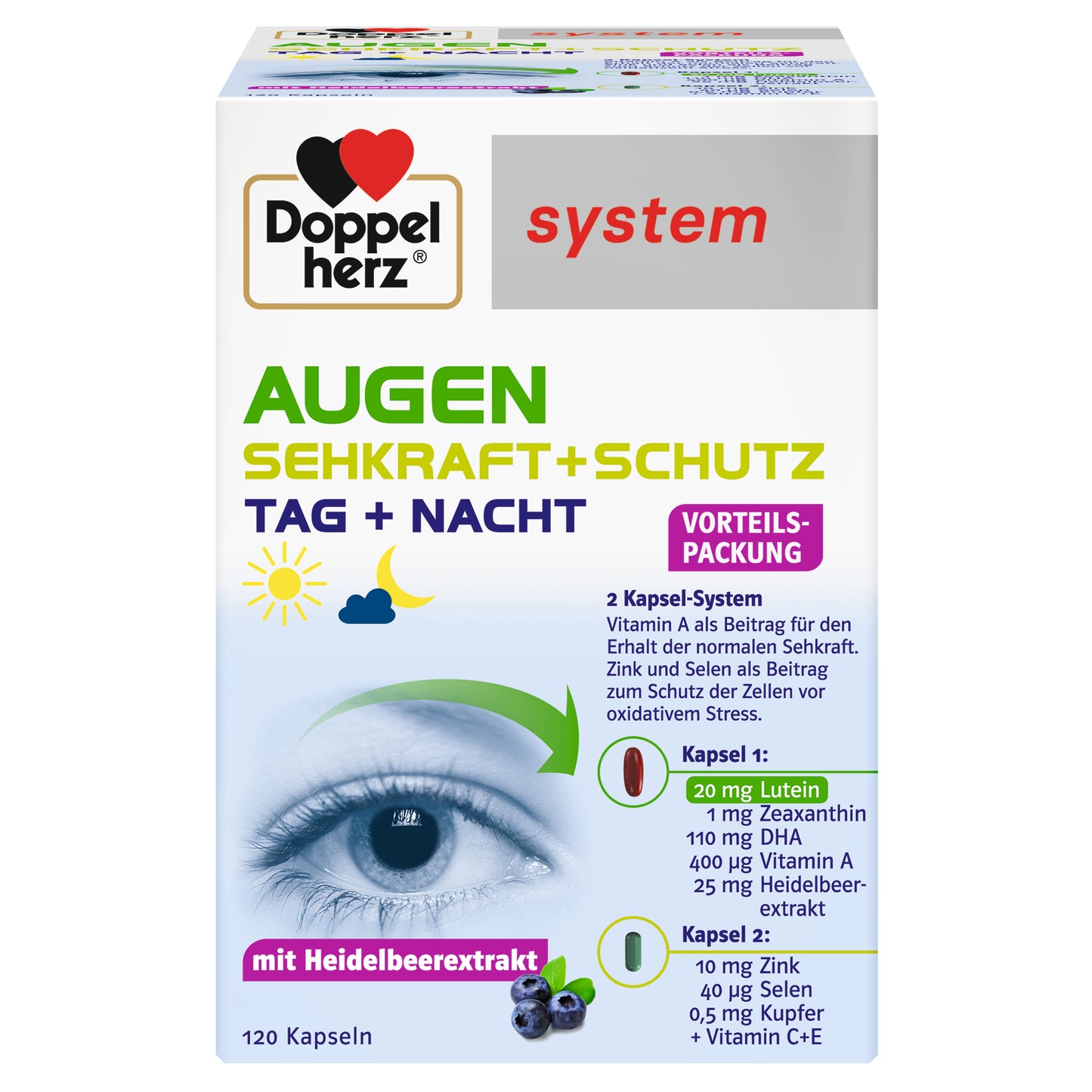 Doppelherz 雙心機能保健系列 - 視力保護膠囊 白天 + 黑夜 120 粒