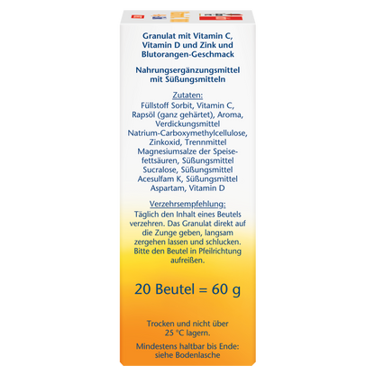 Doppelherz aktiv Vitamin C 1000 DIRECT + D3 + Zinc 20 Portion Sachets