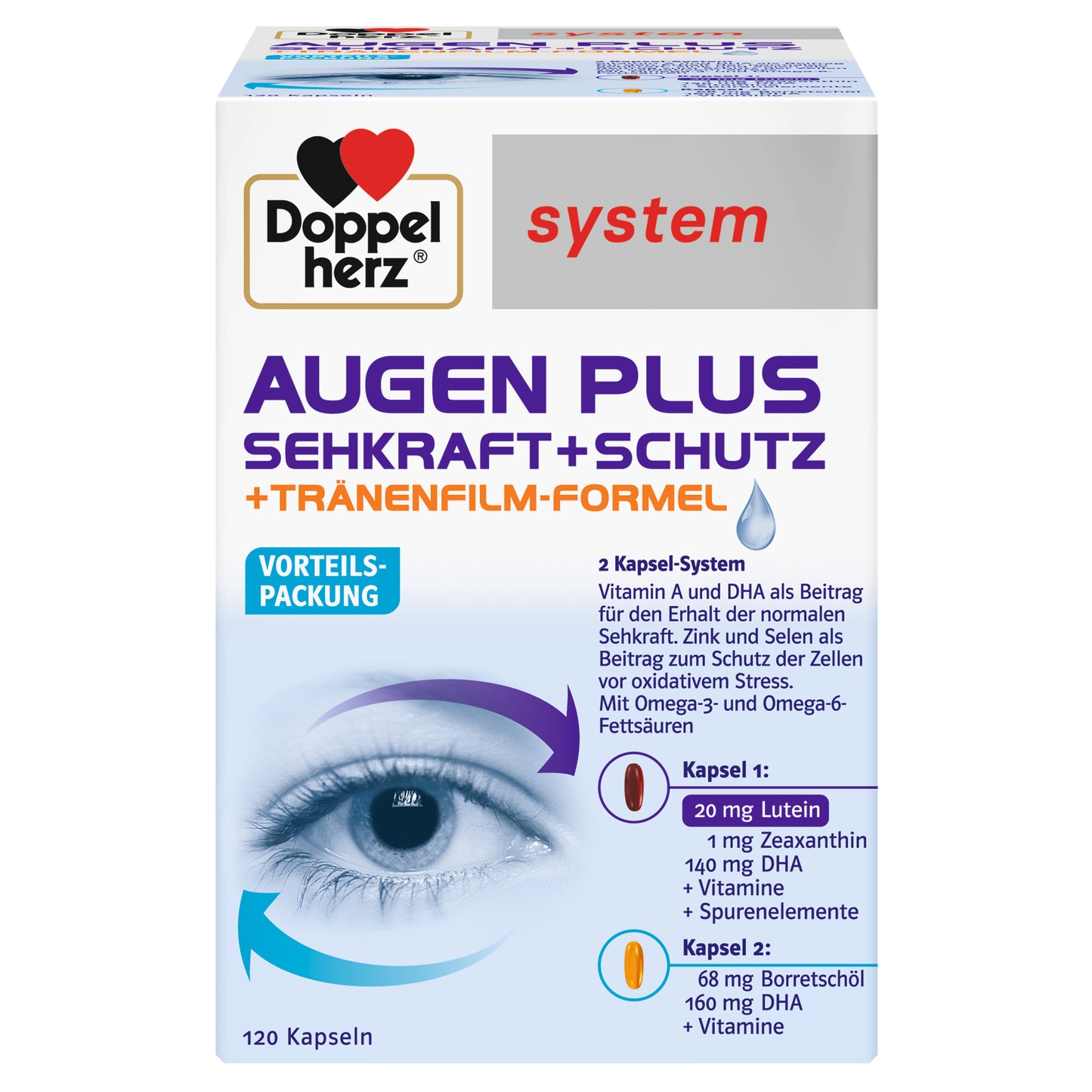 Doppelherz system Augen Plus Sehkraft + Schutz + Tränenfilm-Formel 120 St