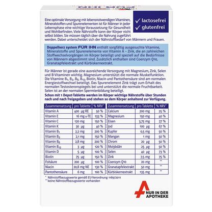 Doppelherz System 雙心機能保健系列 男性專屬綜合維他命 A-Z 緩釋錠(30 錠)