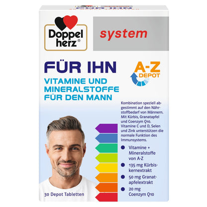 Doppelherz System 雙心機能保健系列 男性專屬綜合維他命 A-Z 緩釋錠(30 錠)