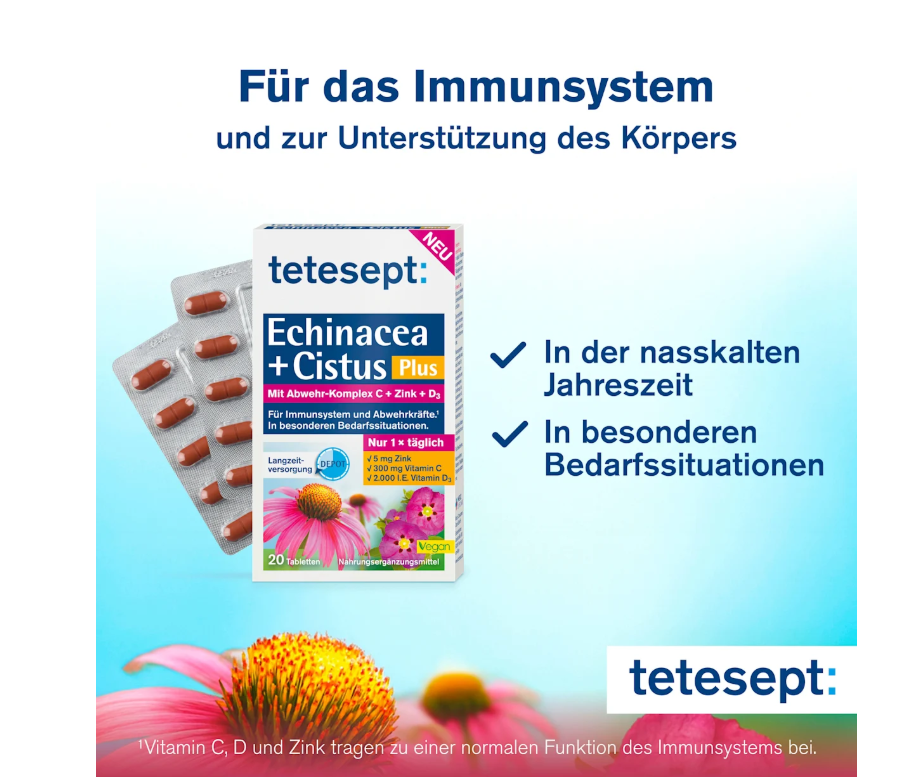tetesept Echinacea + Cistus Plus tablets, 20 pcs