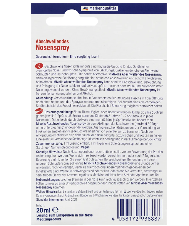 Mivolis Abschwellendes Nasenspray, 20 ml