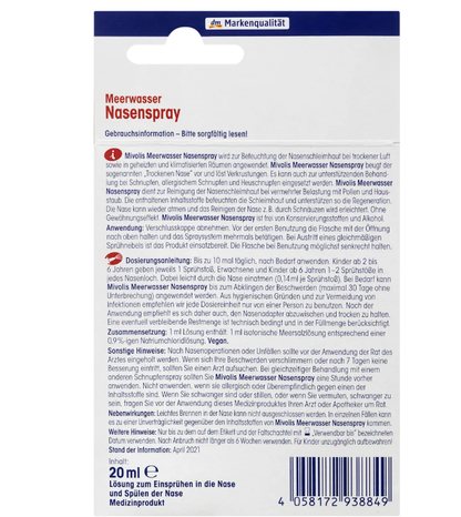 Mivolis Meerwasser Nasenspray, 20 ml
