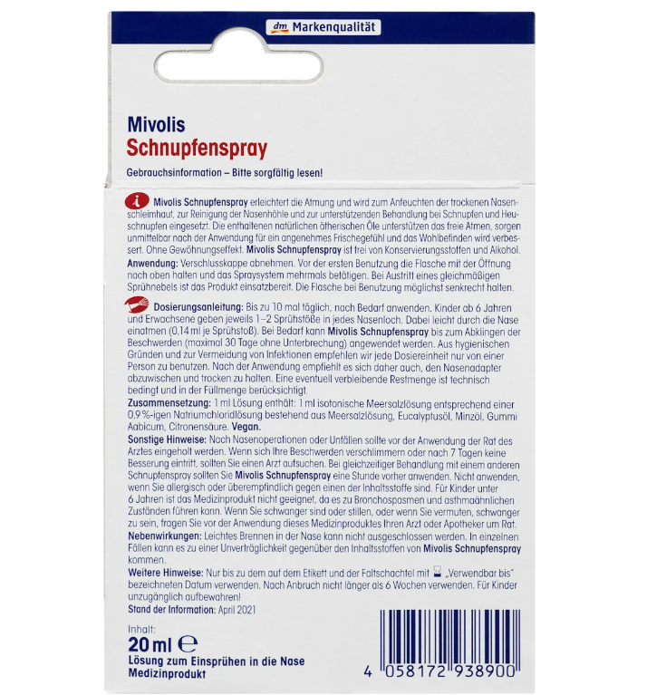 Mivolis Schnupfenspray, 20 ml