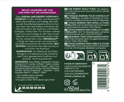 LOGONA Age Energy Scalp Tonic 150 ml – Kerascalp™ & Organic Caffeine