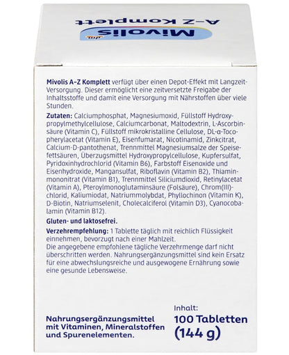 Mivolis A‑Z Komplett Tabletten 100 St. – Langzeit‑Depot Multivitamin
